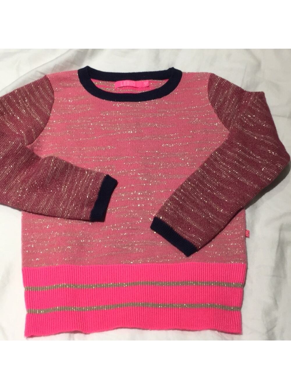 Lebig Navy pink gold sweater 3-4 nwot